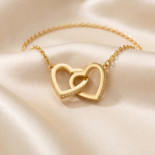 Gold interlocking hearts necklace