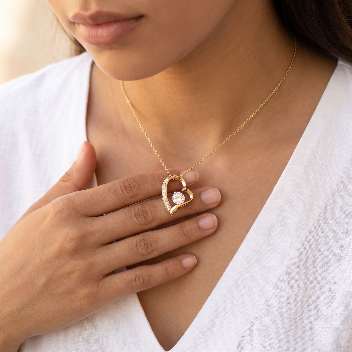 Heart necklace worn