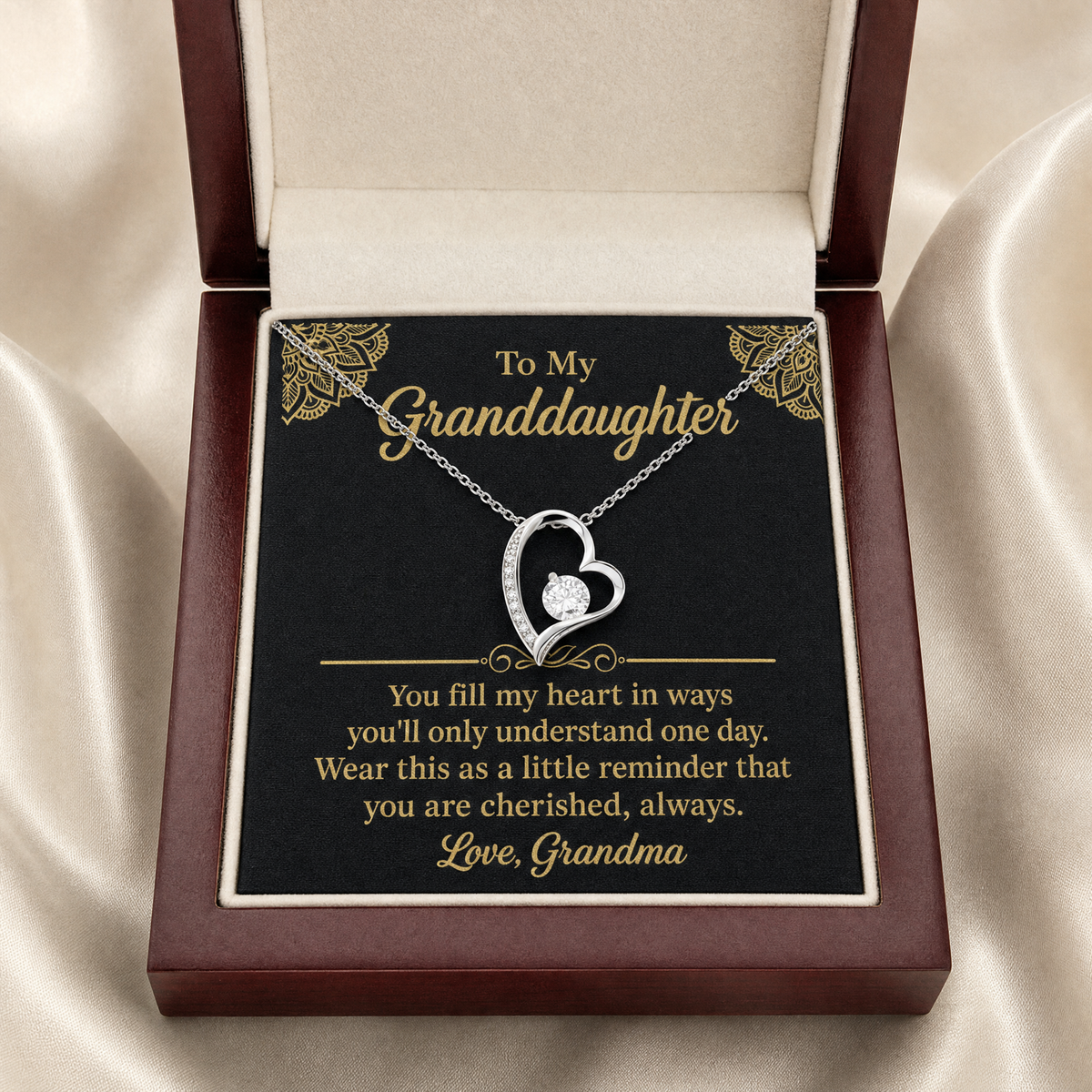 To My Granddaughter necklace in gift box with message card