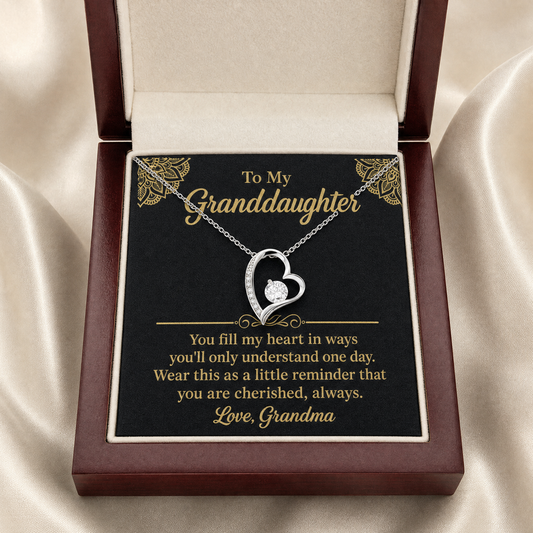 To My Granddaughter necklace in gift box with message card