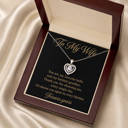 To My Wife necklace in gift box with message card
