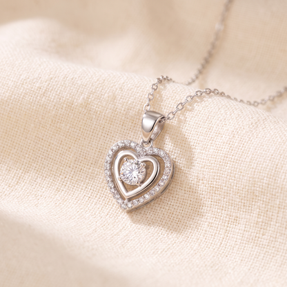 Silver halo heart necklace