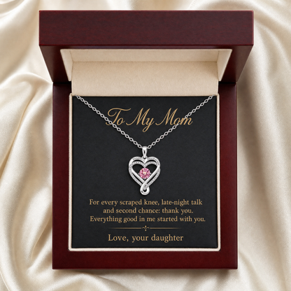 To My Mom necklace in gift box with message card