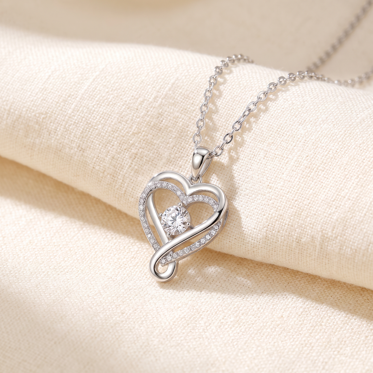 Silver infinity heart necklace