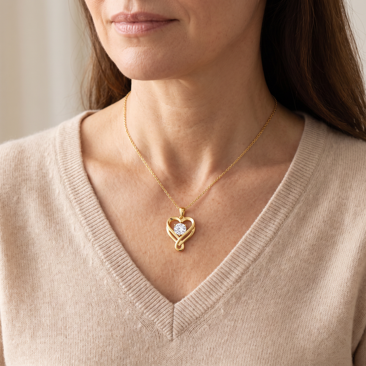 Infinity heart necklace worn