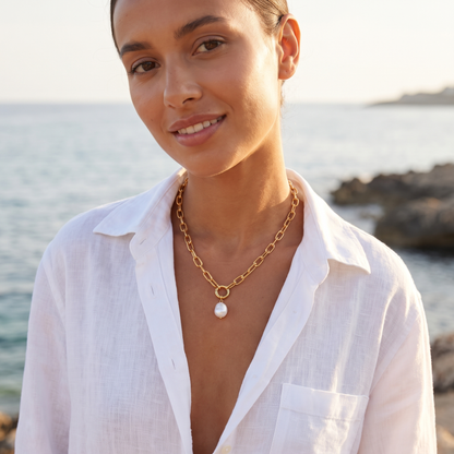 Pearl necklace at the beach