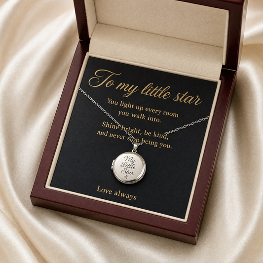 Kids' Locket Necklace in its gift box with message card