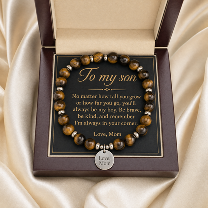 To My Son Bracelet in its gift box with message card