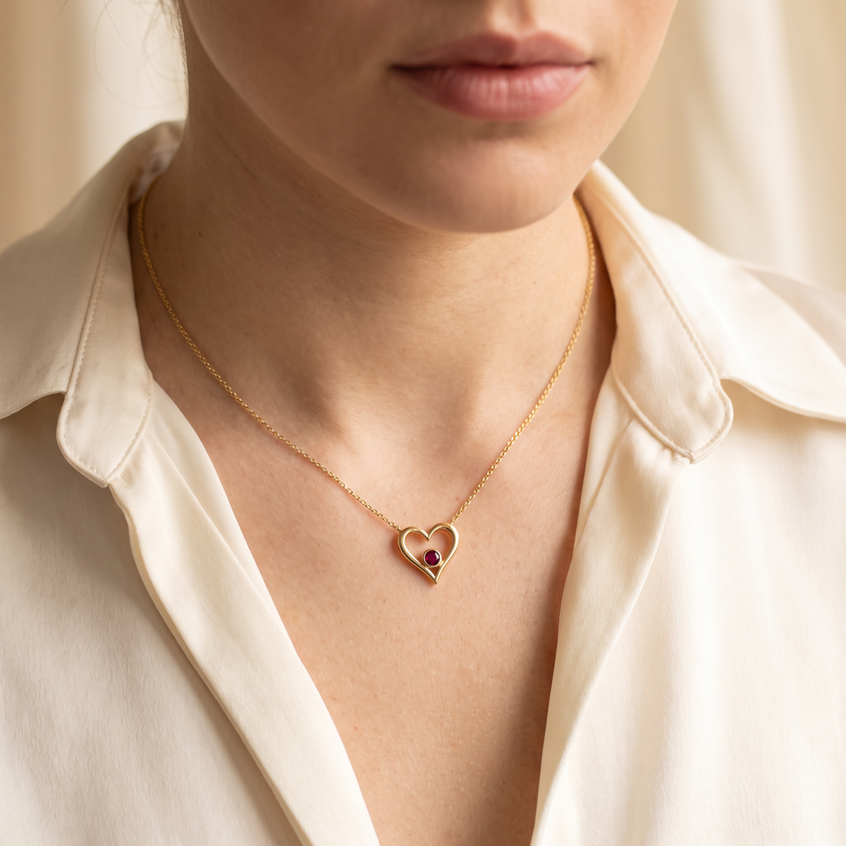 Birthstone Heart Necklace worn