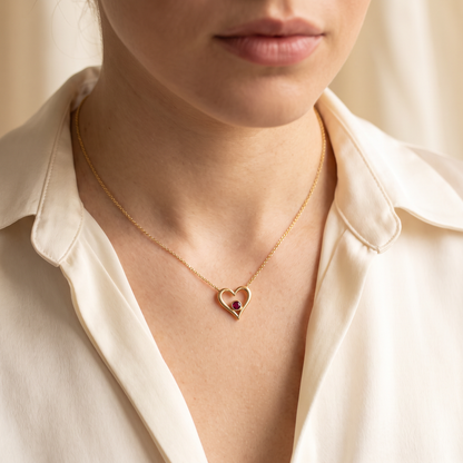 Birthstone Heart Necklace worn