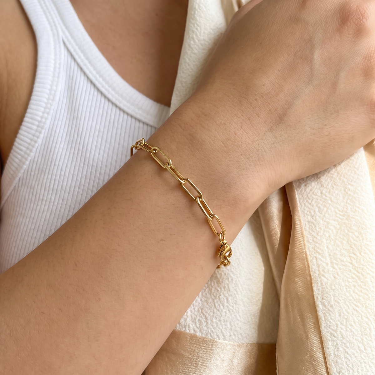 Paperclip Chain Bracelet worn