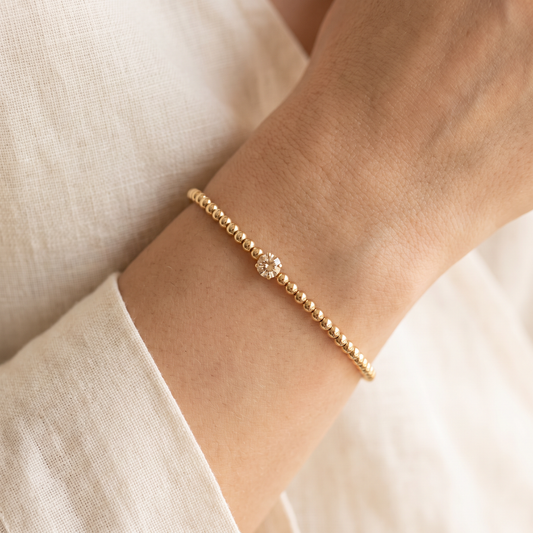 Birthstone Bead Bracelet worn