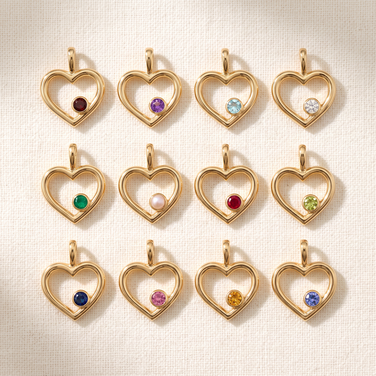 Birthstone Heart Necklace birthstone colors