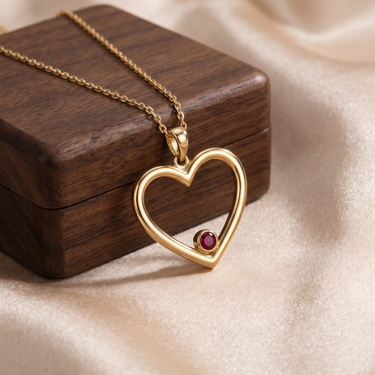 Birthstone Heart Necklace in gold